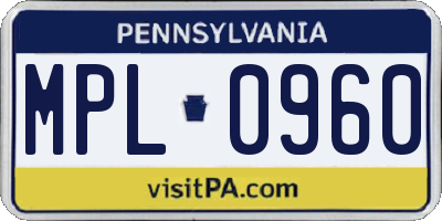 PA license plate MPL0960