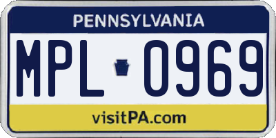 PA license plate MPL0969