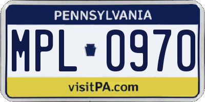 PA license plate MPL0970