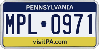PA license plate MPL0971