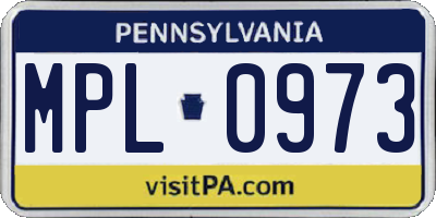 PA license plate MPL0973