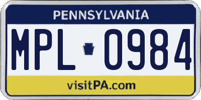 PA license plate MPL0984