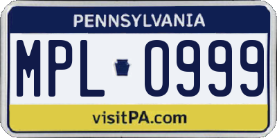 PA license plate MPL0999