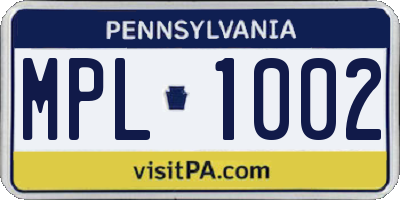 PA license plate MPL1002