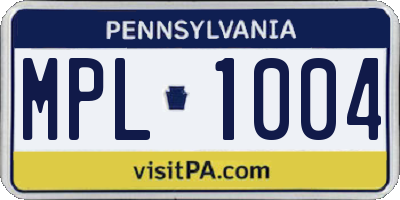 PA license plate MPL1004