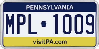 PA license plate MPL1009