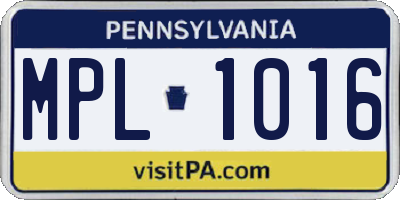 PA license plate MPL1016