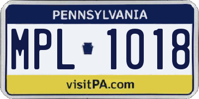 PA license plate MPL1018