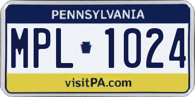 PA license plate MPL1024