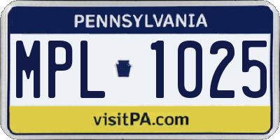 PA license plate MPL1025