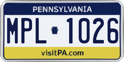 PA license plate MPL1026