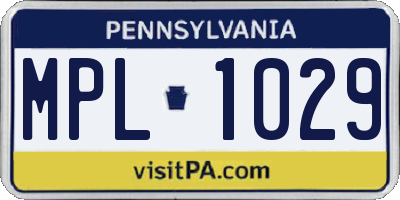 PA license plate MPL1029