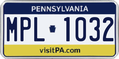 PA license plate MPL1032
