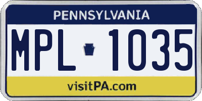 PA license plate MPL1035