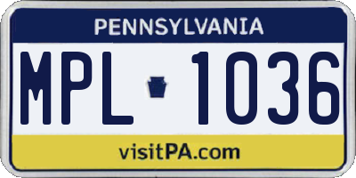 PA license plate MPL1036