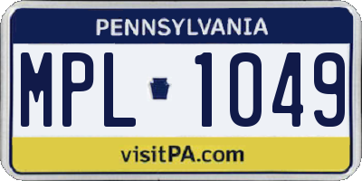 PA license plate MPL1049