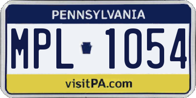 PA license plate MPL1054
