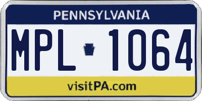 PA license plate MPL1064