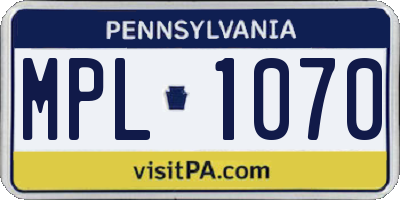PA license plate MPL1070