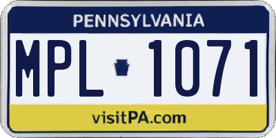 PA license plate MPL1071