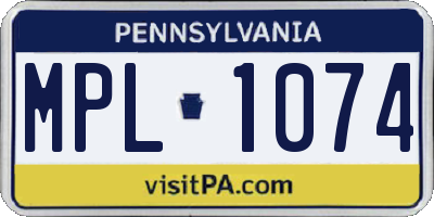 PA license plate MPL1074
