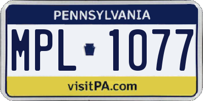 PA license plate MPL1077