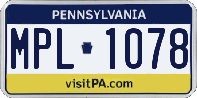 PA license plate MPL1078