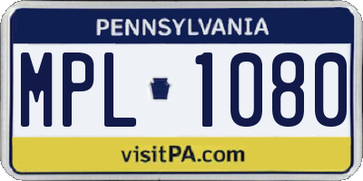PA license plate MPL1080
