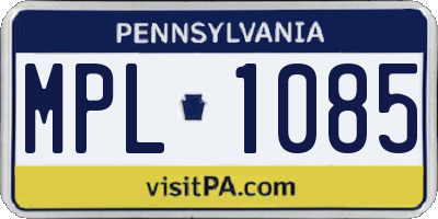 PA license plate MPL1085