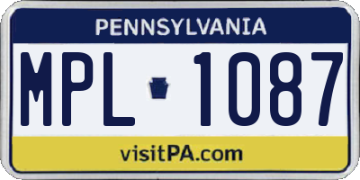 PA license plate MPL1087