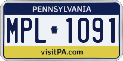 PA license plate MPL1091