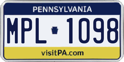 PA license plate MPL1098