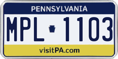 PA license plate MPL1103