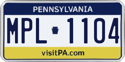PA license plate MPL1104