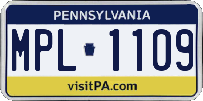 PA license plate MPL1109