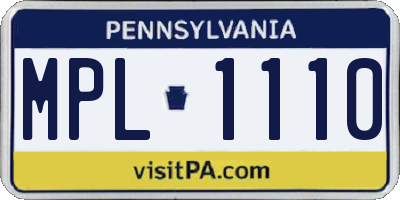 PA license plate MPL1110