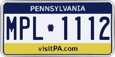 PA license plate MPL1112