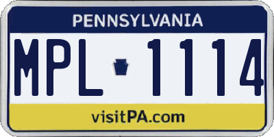 PA license plate MPL1114
