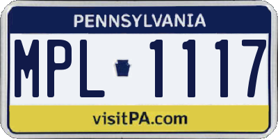 PA license plate MPL1117