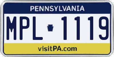 PA license plate MPL1119
