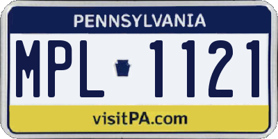 PA license plate MPL1121
