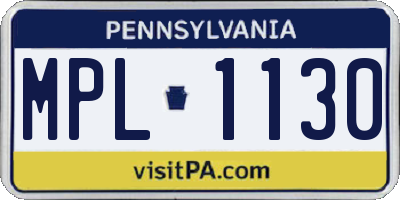 PA license plate MPL1130