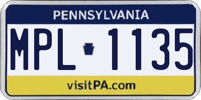 PA license plate MPL1135