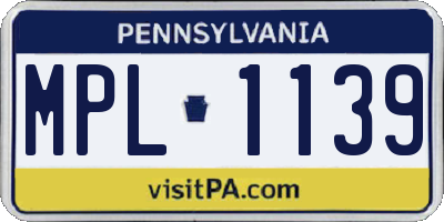 PA license plate MPL1139