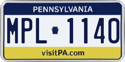 PA license plate MPL1140