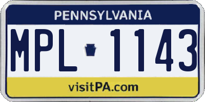 PA license plate MPL1143