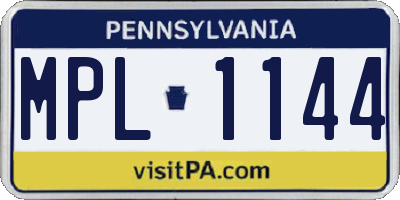 PA license plate MPL1144