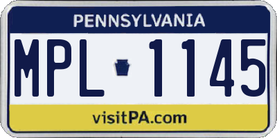 PA license plate MPL1145