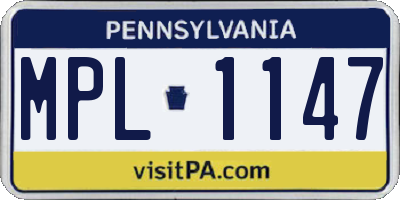 PA license plate MPL1147