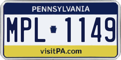 PA license plate MPL1149